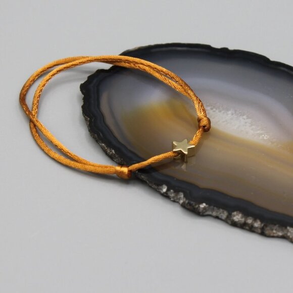 Jewelry star brown gold string bracelet adjustable fashion delicate brand new - Picture 2 of 7